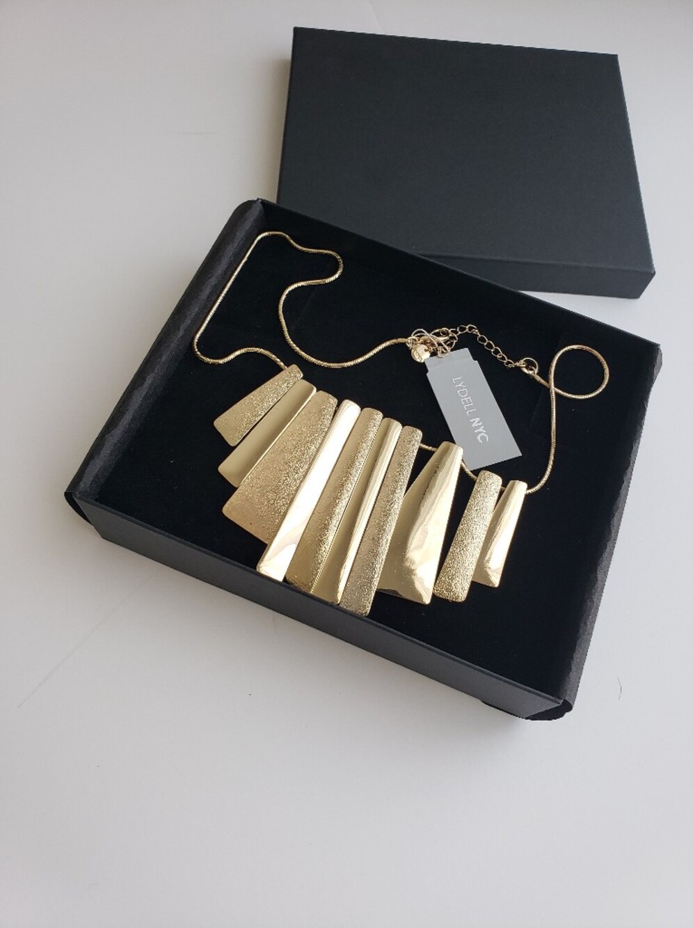 LYDELL NYC Gold Textured Bar Bib Necklace